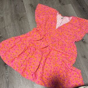 Linen Blend Floral Dress